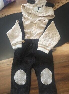 Cable Knit Two-Tone Baby Romper - Black & Cream